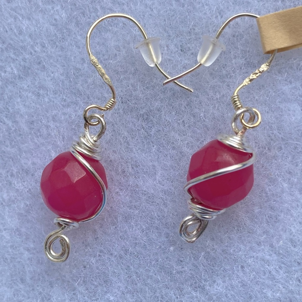 Natural Ruby Earrings - Wire-wrapped